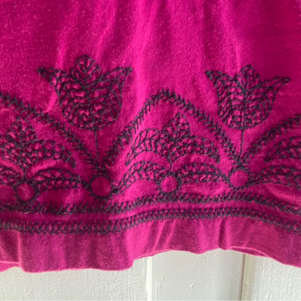 Johnny Was Magenta Floral Embroidered Tee - Picture 4 of 7